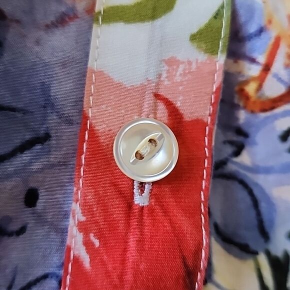 Tommy Bahama Floral 3/4 Long Sleeve Silk Cotton Blend Blouse - Picture 10 of 16